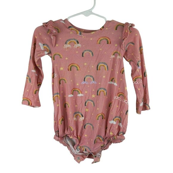 Posh Peanut‎ Baby Girl Long Sleeve Ruffled Rainbow Bubble Romper 12-18 Mos - Picture 2 of 6